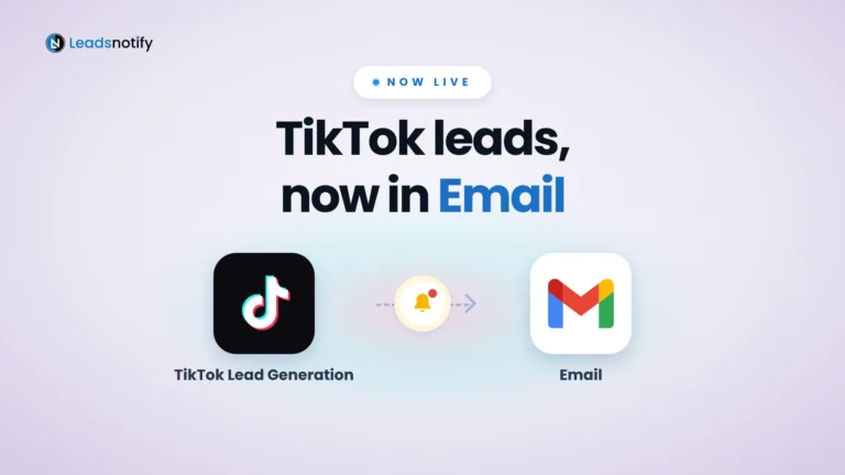 TikTok Lead Generation leads flowing to Email with LeadsNotify